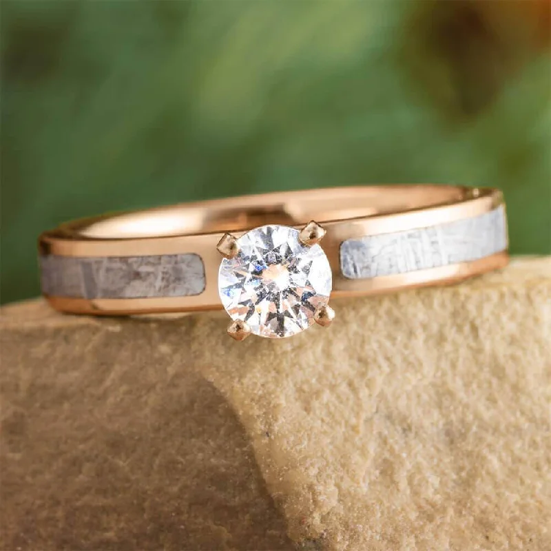 0.5 CT Diamond Solitaire in Rose Gold with Meteorite