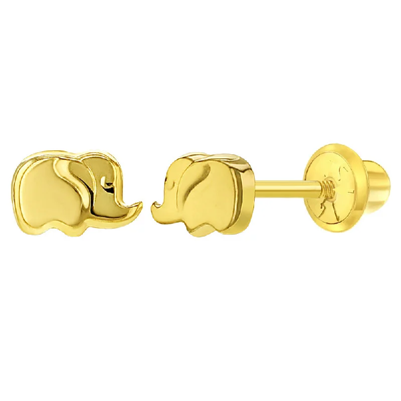 14k Elephant Children's Screw Back Earrings