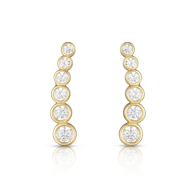 14K Gold Graduated Round Bezel CZ Ear Climber