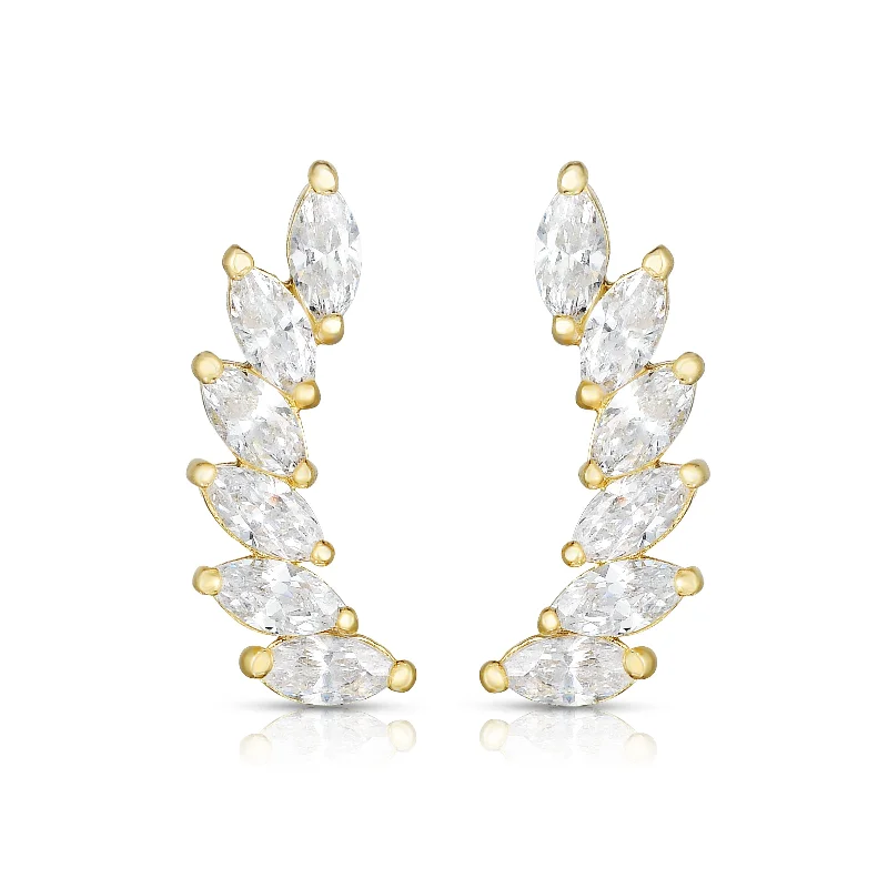 14K Gold Marquise CZ Ear Climber