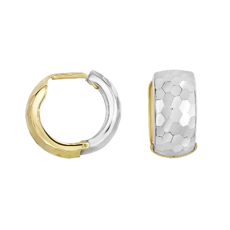 14K Gold Reversible Hammered Huggie Earring