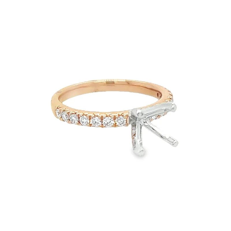 14K Rose Gold Diamond Semi-Mount