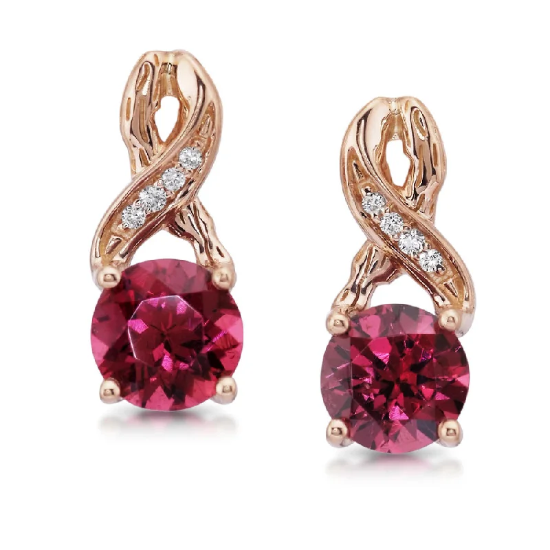 14K Rose Gold Fancy Zircon/Diamond Earrings