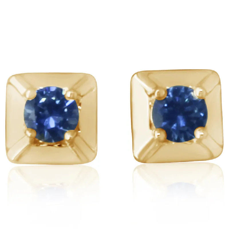 14K Yellow Gold Montana Sapphire Earrings