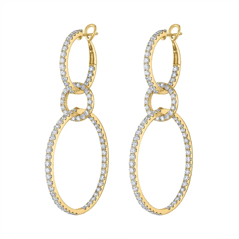 14KT GOLD DIAMOND DOUBLE CIRCLE HOOP EARRING