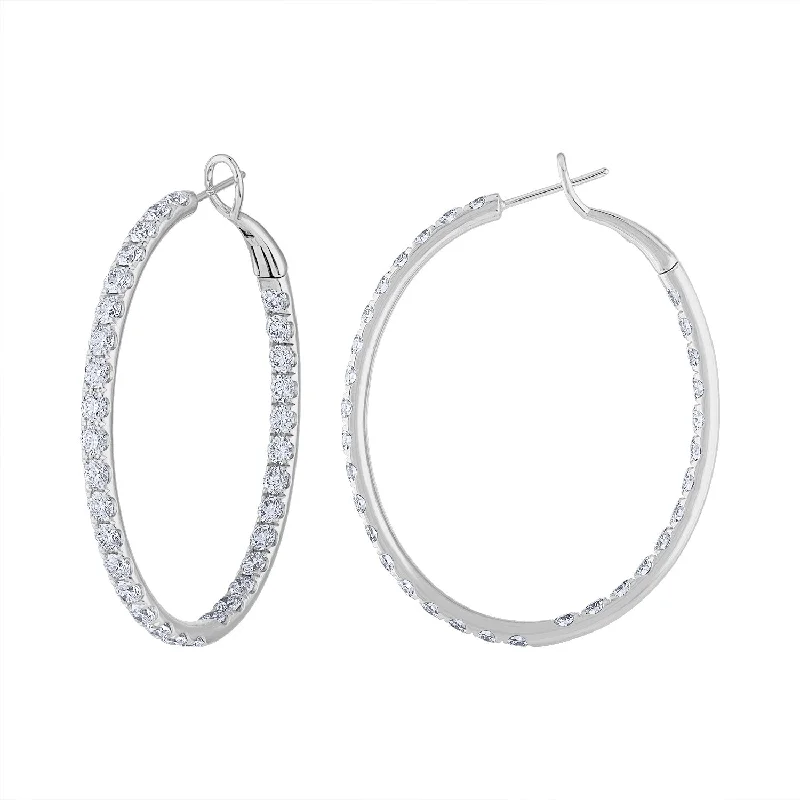 18KT GOLD DIAMOND LARGE OVAL HOOP EARRING