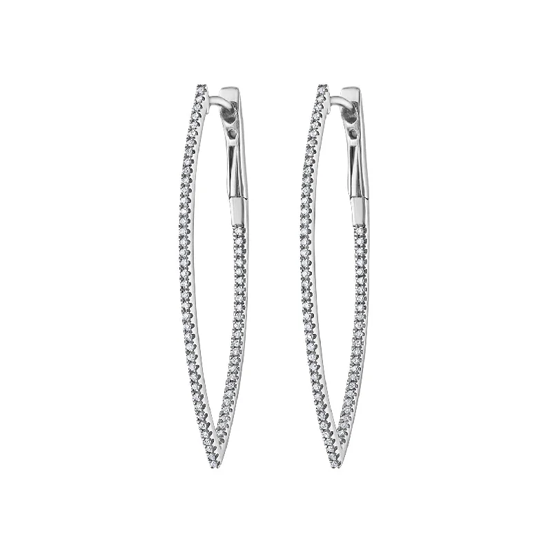 14KT GOLD DIAMOND MARQUIS HOOP EARRING