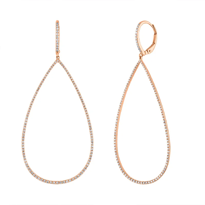 14KT GOLD DIAMOND OPEN TEARDROP EARRING