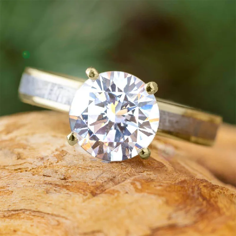 3.0 CT Diamond Solitaire with Meteorite in Yellow Gold