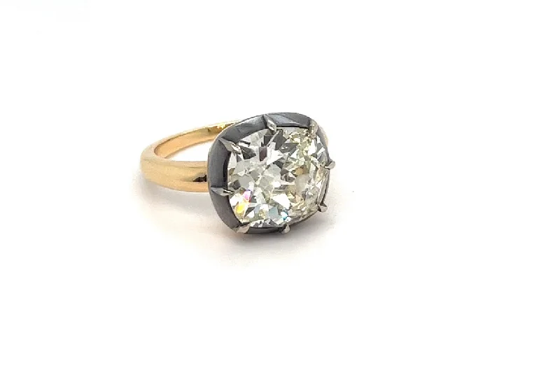 6.06ct Old Mine Cut Cushion Diamond Ring