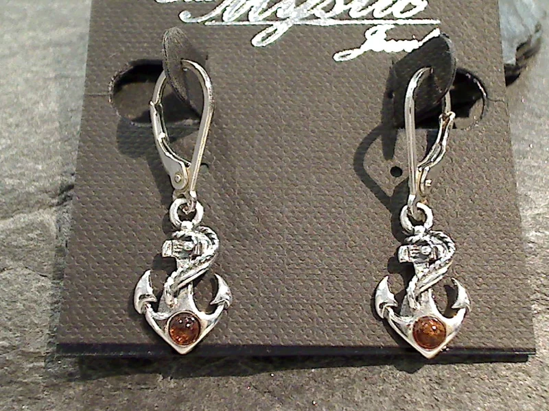 Amber, Sterling Silver Earrings