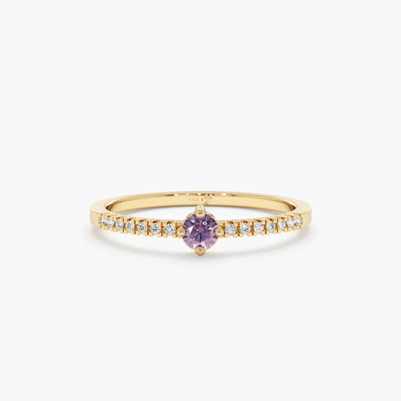 Amethyst and Diamond Engagement Ring, Angela