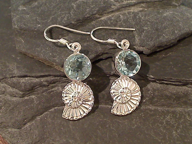 Blue Topaz, Sterling Silver Earrings