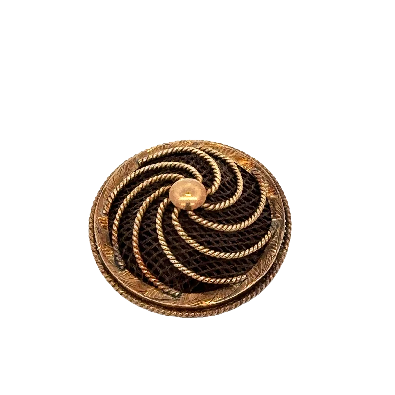 Antique Victorian Mourning Braided Hair Brooch in Rose Gold