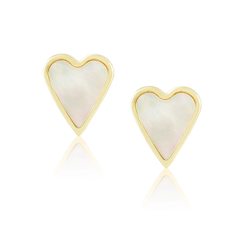 Aubrey MOP Heart Studs