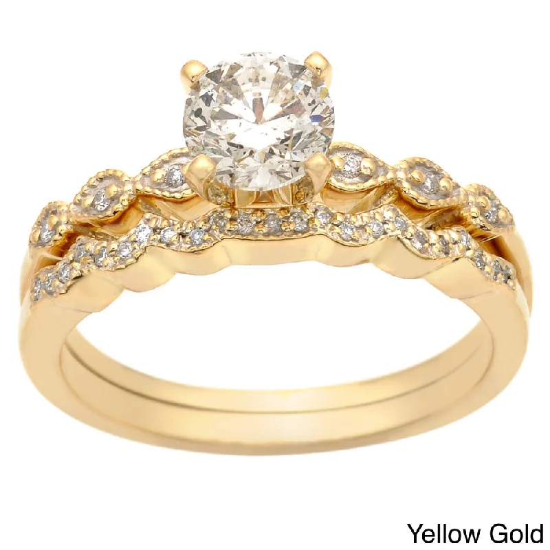 Auriya 14k Gold 1ctw Diamond Bridal Ring Set (H-I, I1-I2)