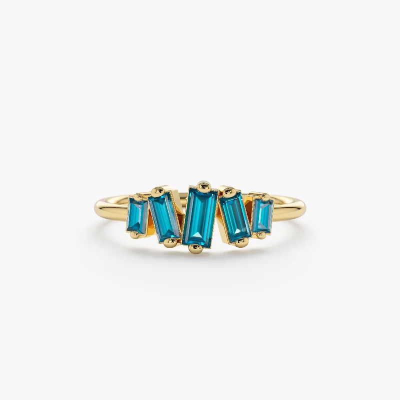 Baguette London Blue Topaz Ring, Lupita