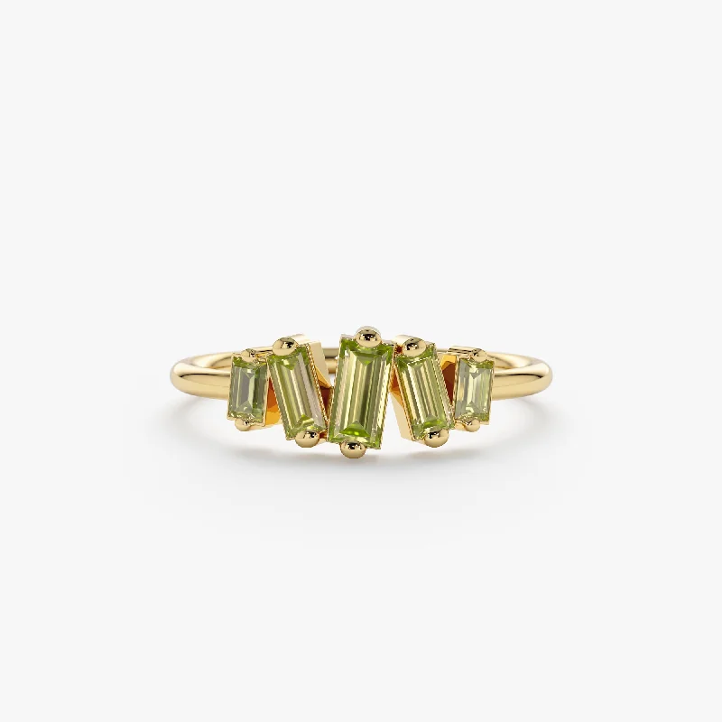 Baguette Peridot Cluster Ring, Lupita