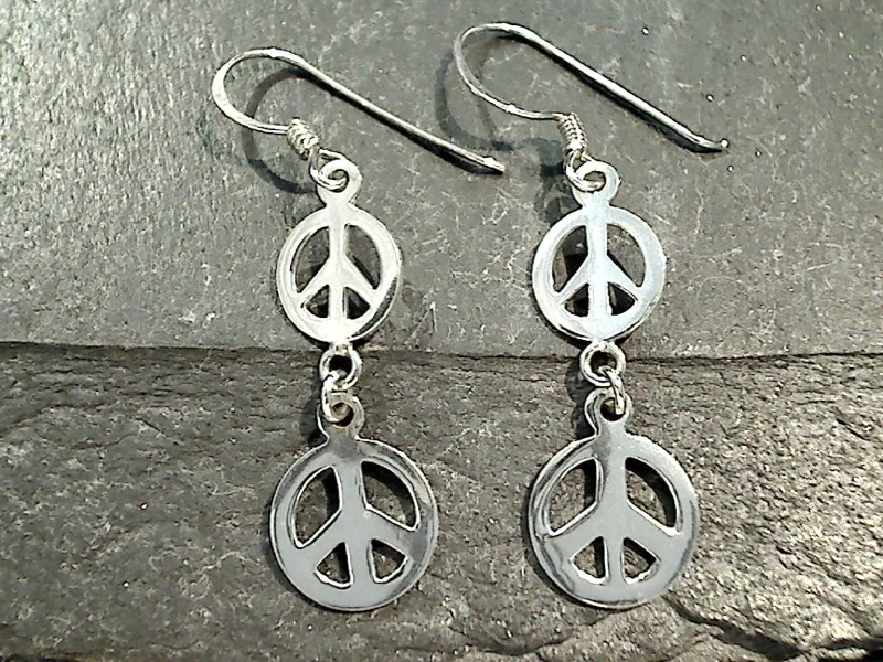 Sterling Silver Peace Sign Earrings