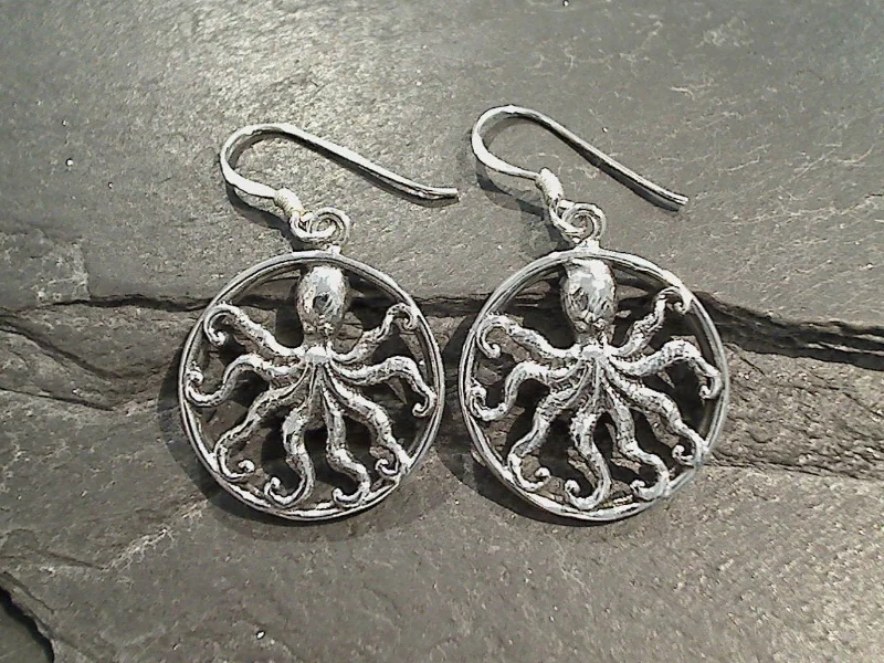 Sterling Silver Octopus Earrings