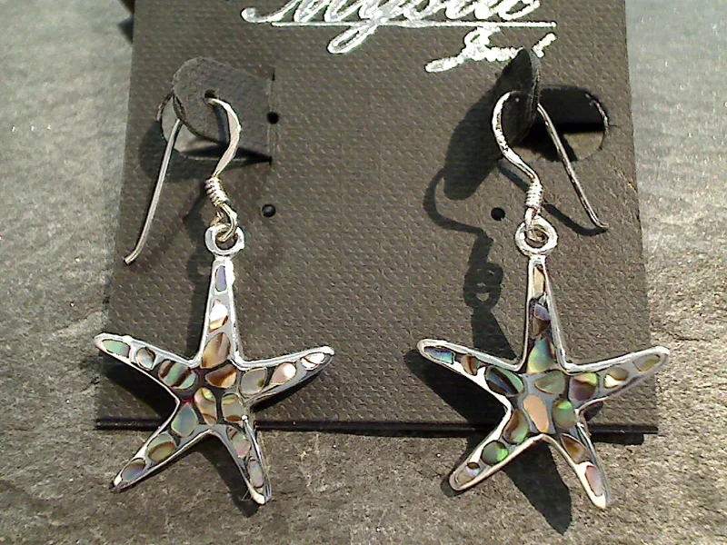 Abalone, Sterling Silver Starfish Earrings