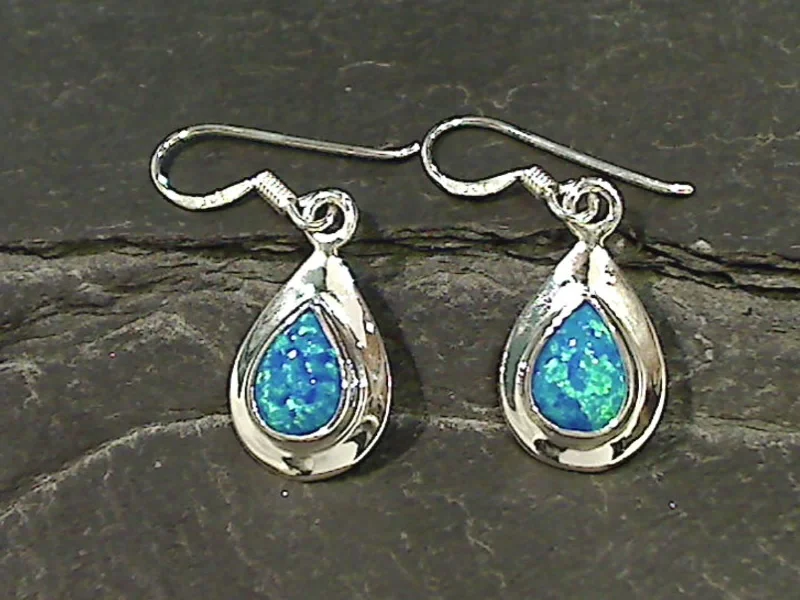 Created Opal, Sterling Silver Earrings