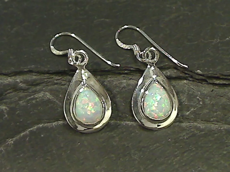 Created Opal, Sterling Silver Earrings