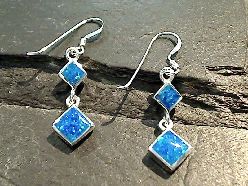 Lab Created Opal, Sterling Silver Earrings