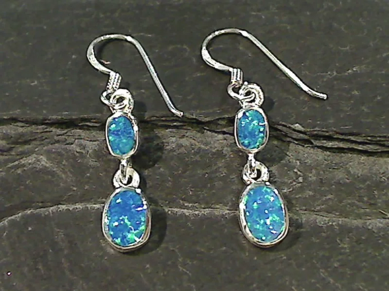 Created Opal, Sterling Silver Earrings