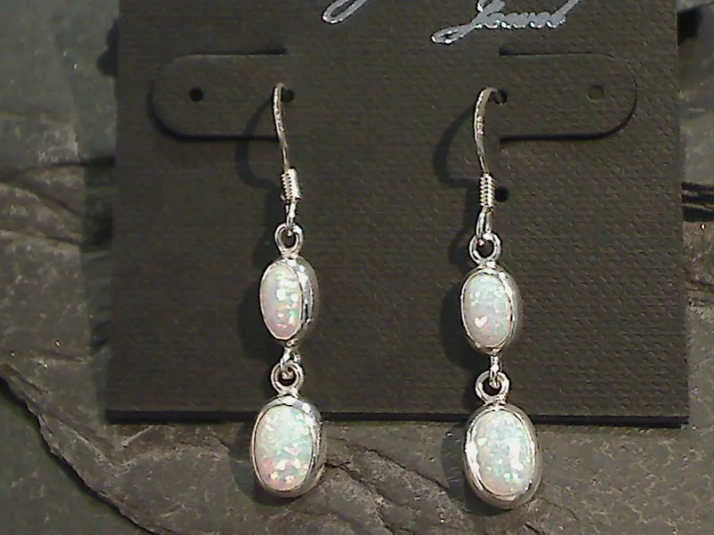 Lab Created Opal, Sterling Silver Earrings