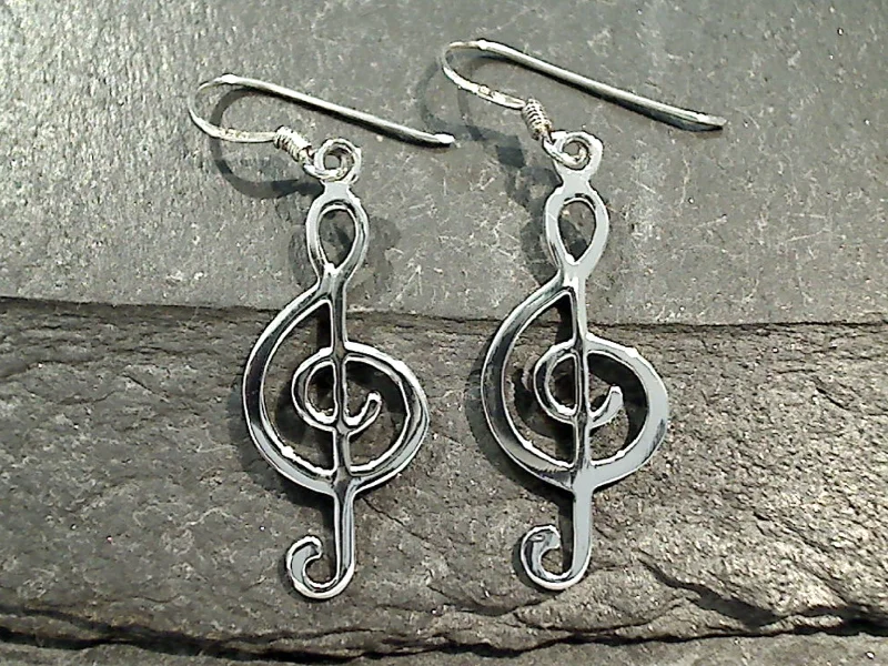 Sterling Silver Treble Clef Earrings