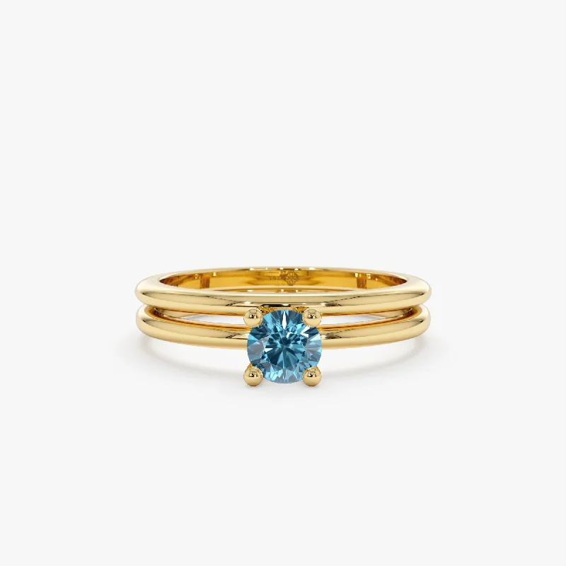 Blue Diamond Bridal Ring Set, Jordyn