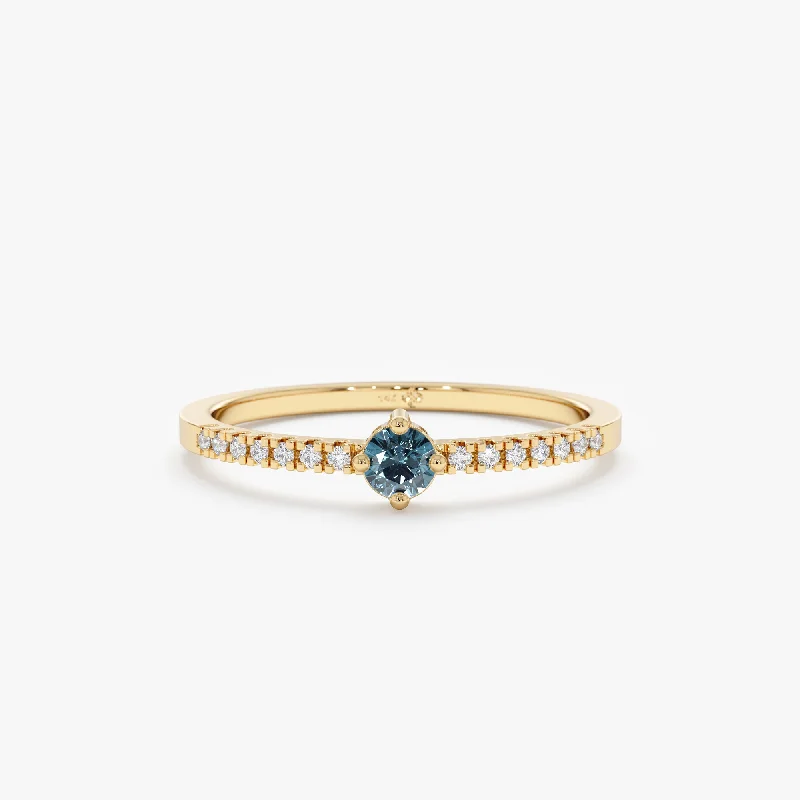 Blue Topaz and Diamond Engagement Ring, Angela