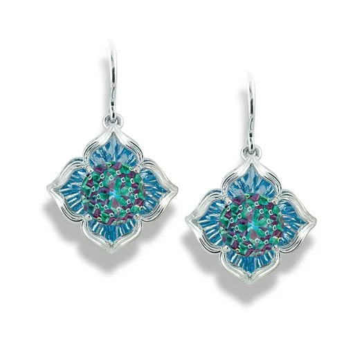 Blue Topaz Lever back Earrings in 14k White Gold