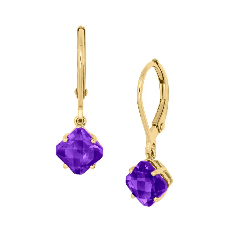 Amethyst Leverback Dangle Earrings