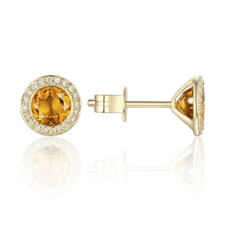 Citrine & Diamond Earrings 14k