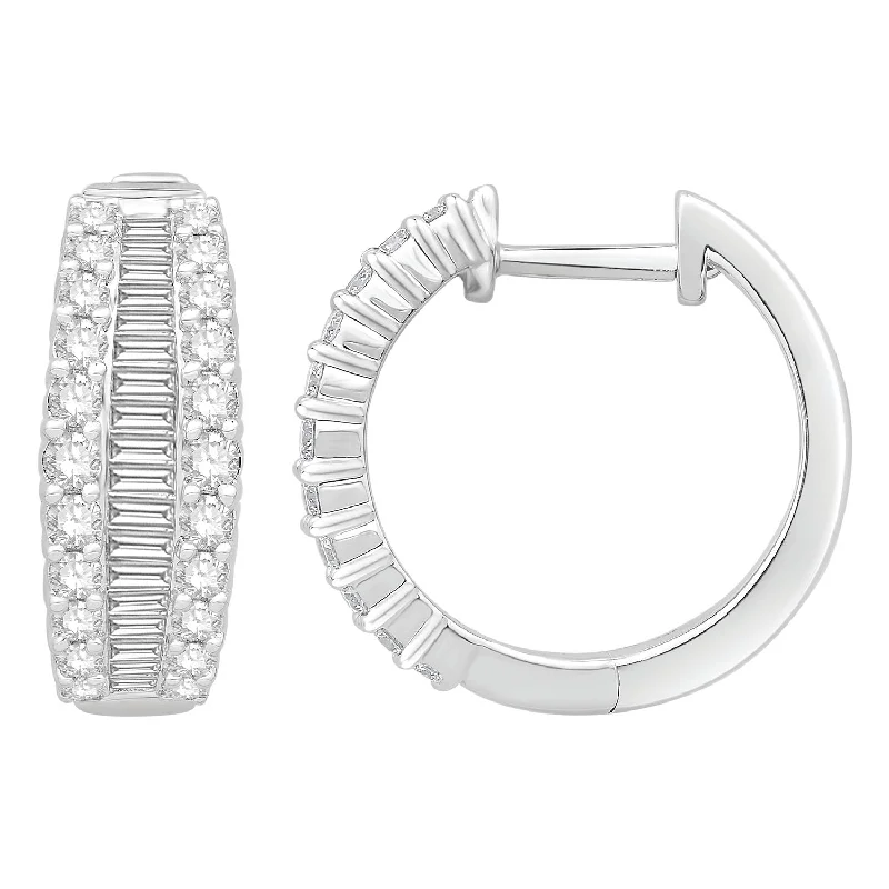 Diamond Hoop Earrings in 14k White Gold