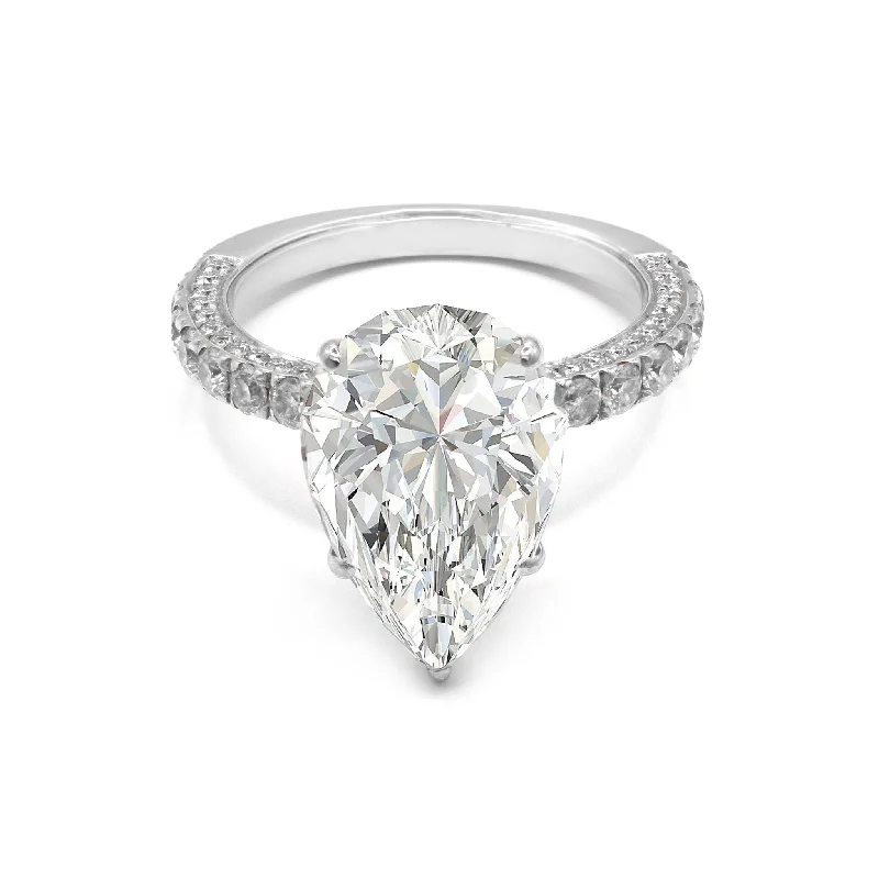 Pear Shape Moissanite Band Ring - 18ct Gold