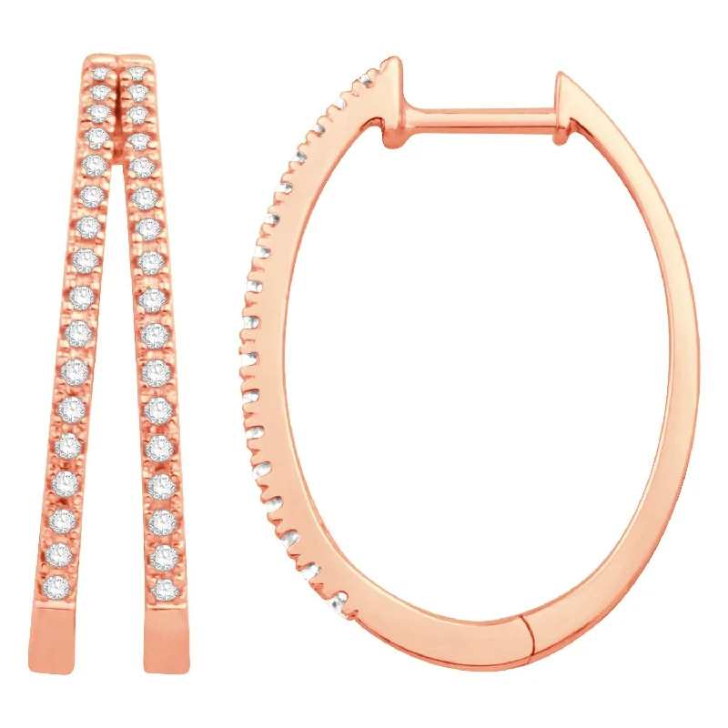 Split Row Diamond Hoop Earrings in Rose Gold