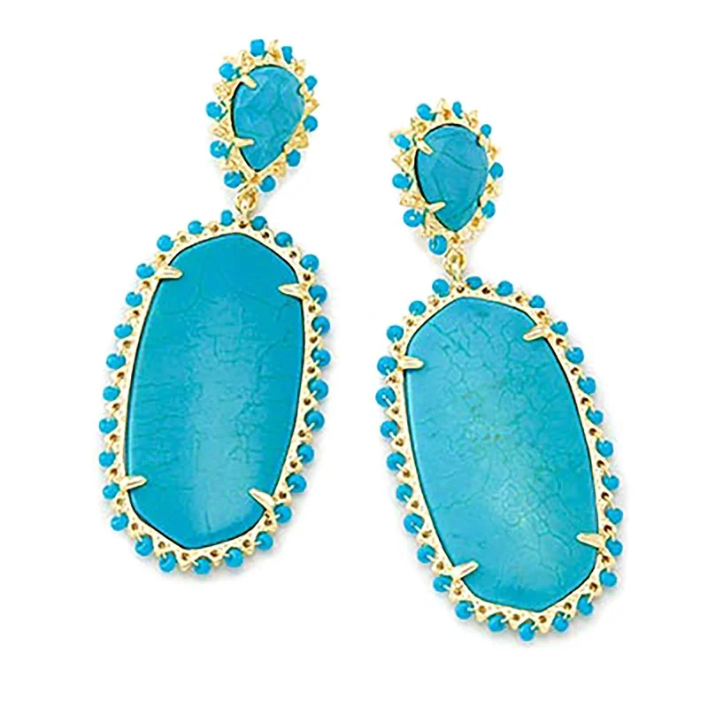 Kendra Scott | Parsons Gold Statement Earrings in Variegated Turquoise Magnesite