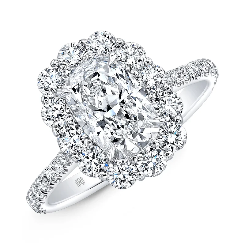 Cushion Cluster Diamond Engagement Ring