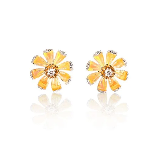 Daisy Opal & Diamond Earrings in 14k & Silver