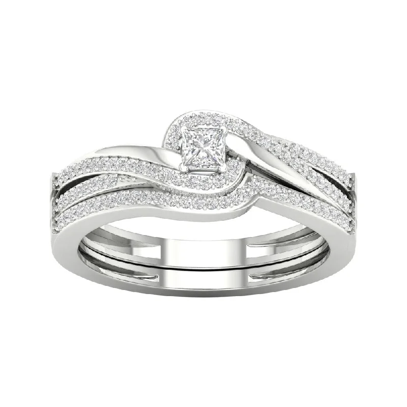 De Couer 10k Gold 1/3ct TDW Diamond Halo Birdal Ring