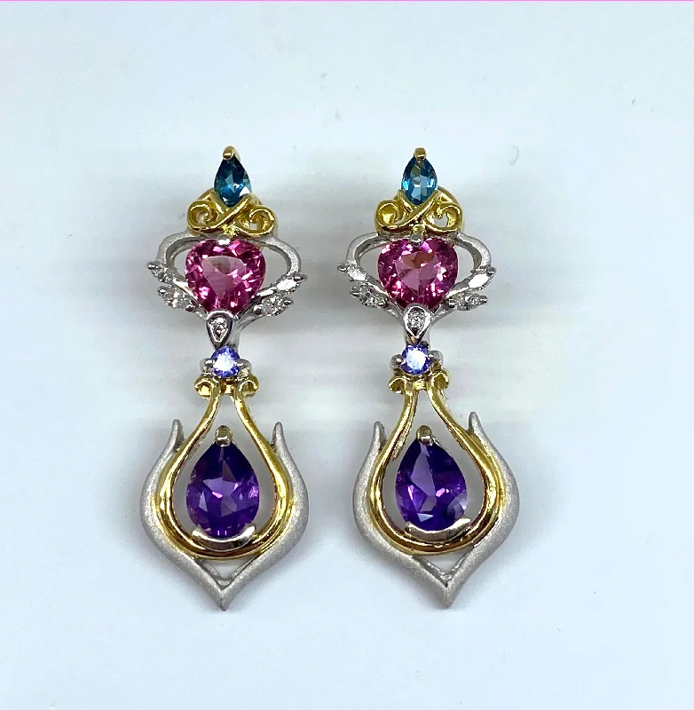 Denny Wong Designer Colored Gemstone & Diamond Earrings