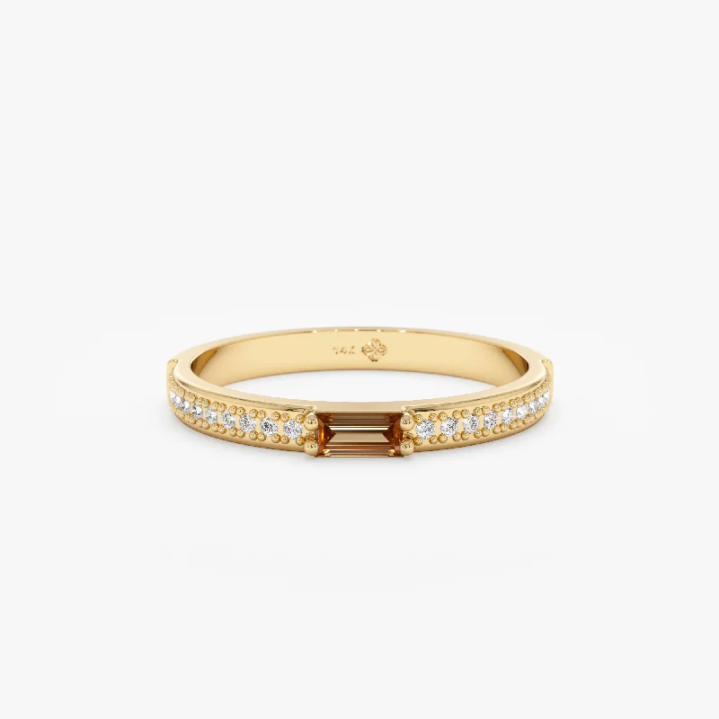 Diamond and Baguette Citrine Ring, Madilyn