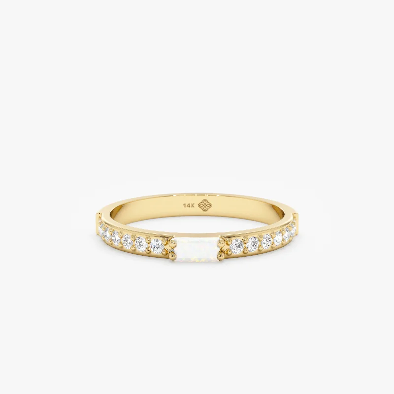 Diamond and Baguette Opal Ring, Madilyn