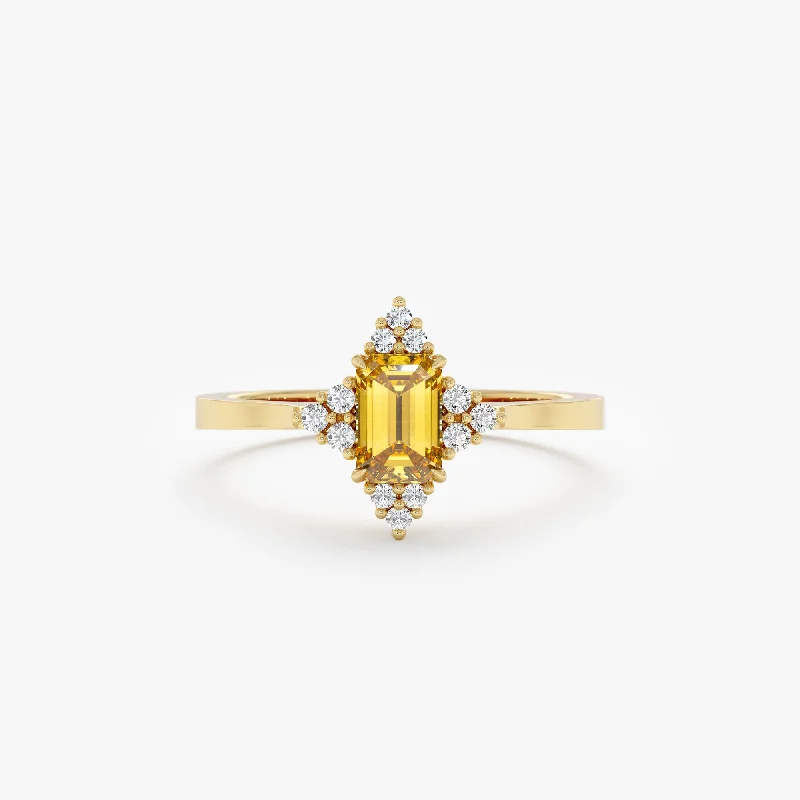 Diamond and Yellow Topaz Engagement Ring, Solara