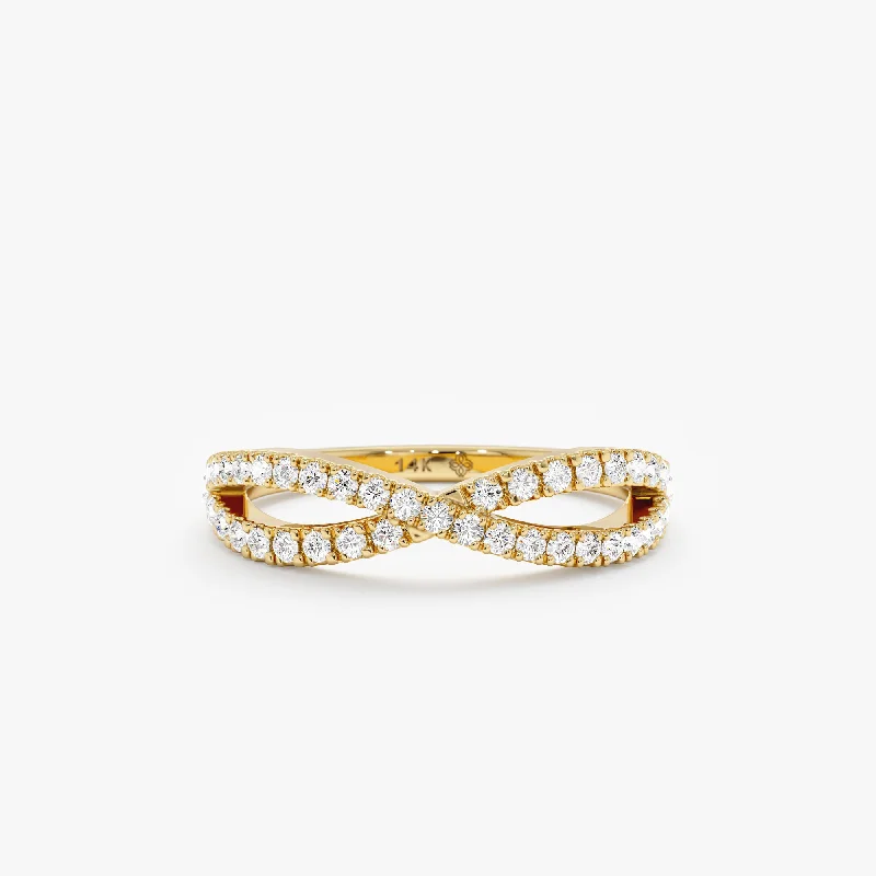 Diamond Crossover Gold Ring, Emily