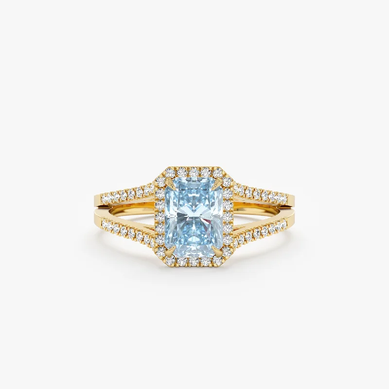 Diamond Engagement Ring with Sky Blue Topaz, Arwen