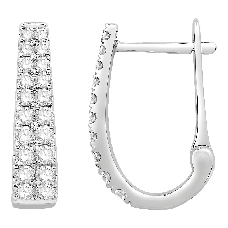 Diamond Hoop Earrings in 14k White Gold